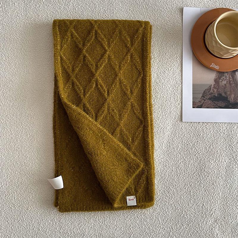 Holiday Gift Luxury Women'S Scarf Autumn/Winter  Collection Solid Color Korean Knitted Scarf Warm Shawl Fashion