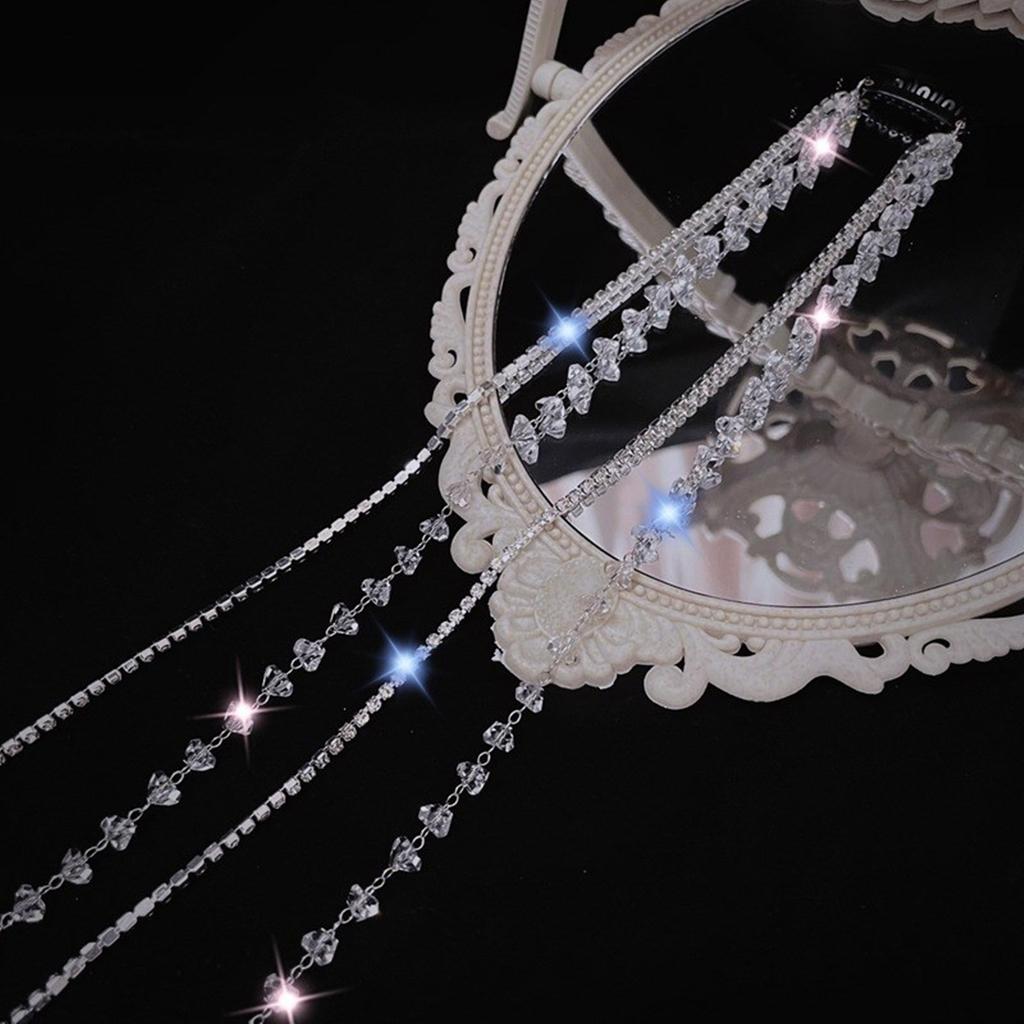 Hair Extension Chain for Braids Rhinestones Tassels Barrette Party Headwear Stylish Accessory for Women and Girls