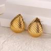 Gold Color Glossy Chunky Waterdrop Dangle Earrings For Women Stainless Steel Heart Bow Ear Piercing Jewelry Birthday Cute Gifts