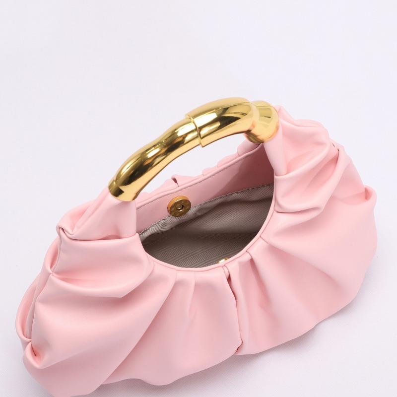 2026 New Women PU Cloud Bag with Asymmetrical Hardware Handle, Elegant Folded Design Tote Minimalist Crossbody Purse for Ladies