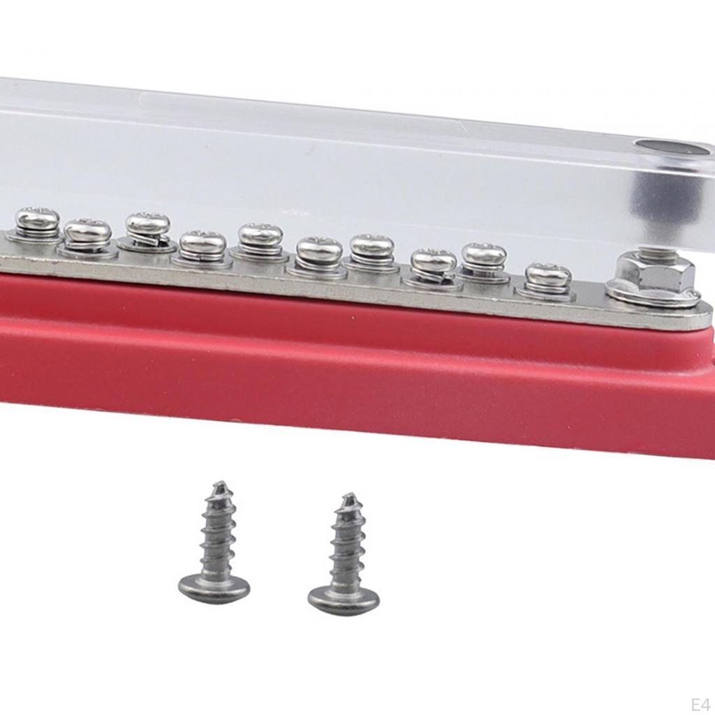 10 Terminal Bar Power Distribution Block 48V 150A Installs Easily with Dust Cover for