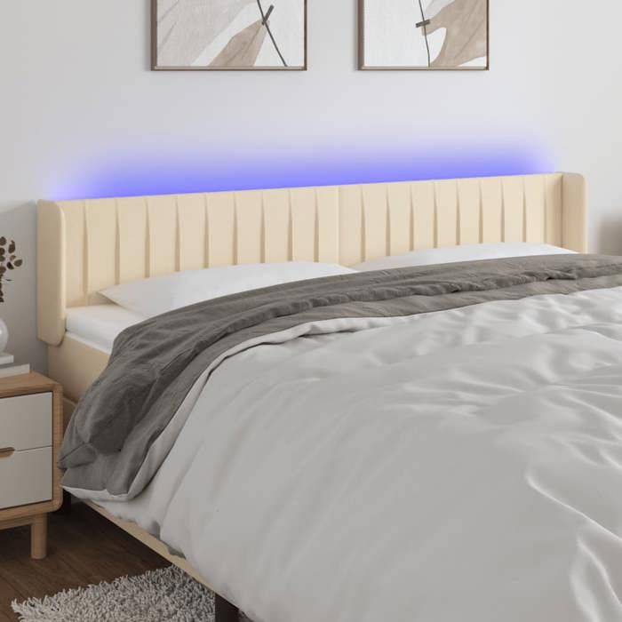 VidaXL Tête de Lit à LED Meuble de Chambre à Coucher Accessoire de Lit Double Tête de Cadre de Lit Intérieur Crème 3123501