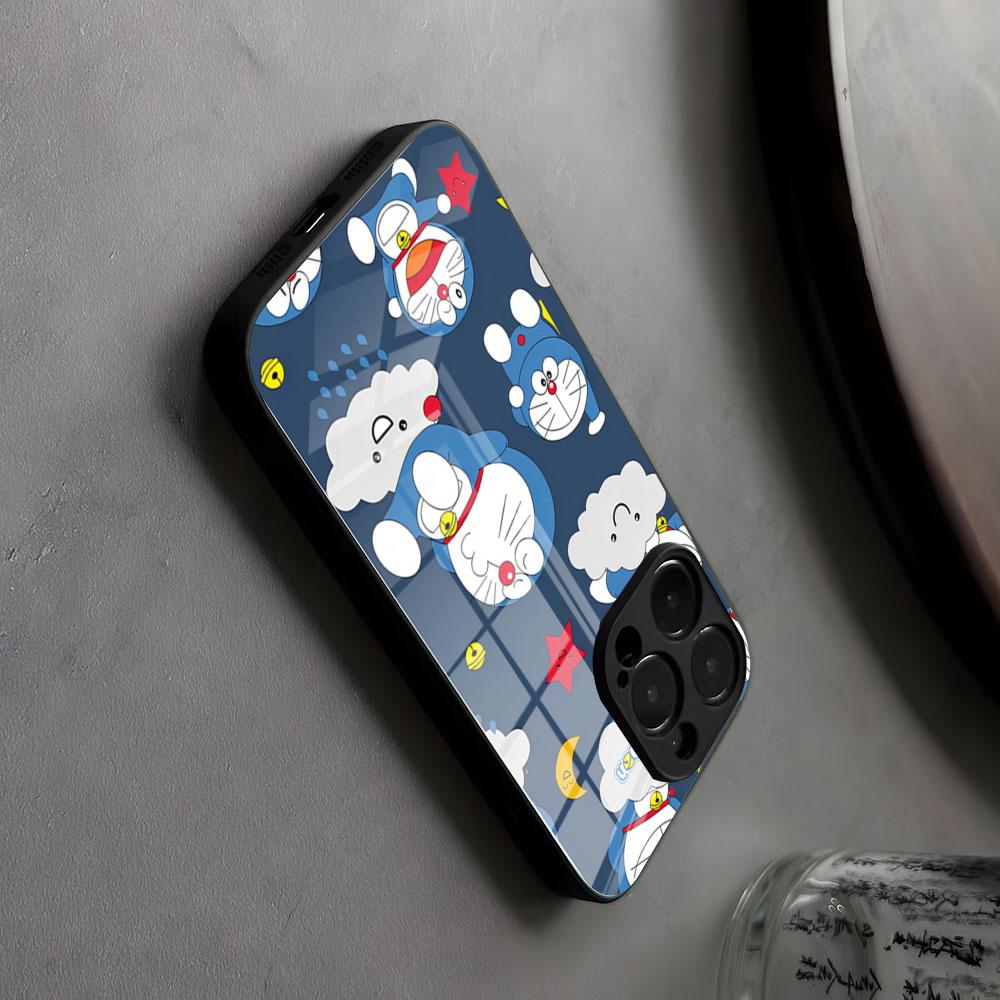 Doraemon Phone Case Glass For IPhone17 Air 16 15 17 14 Pro Max 13 12 11 X Wholesale And XS XR Plus For Samsung S 25 24 23 22