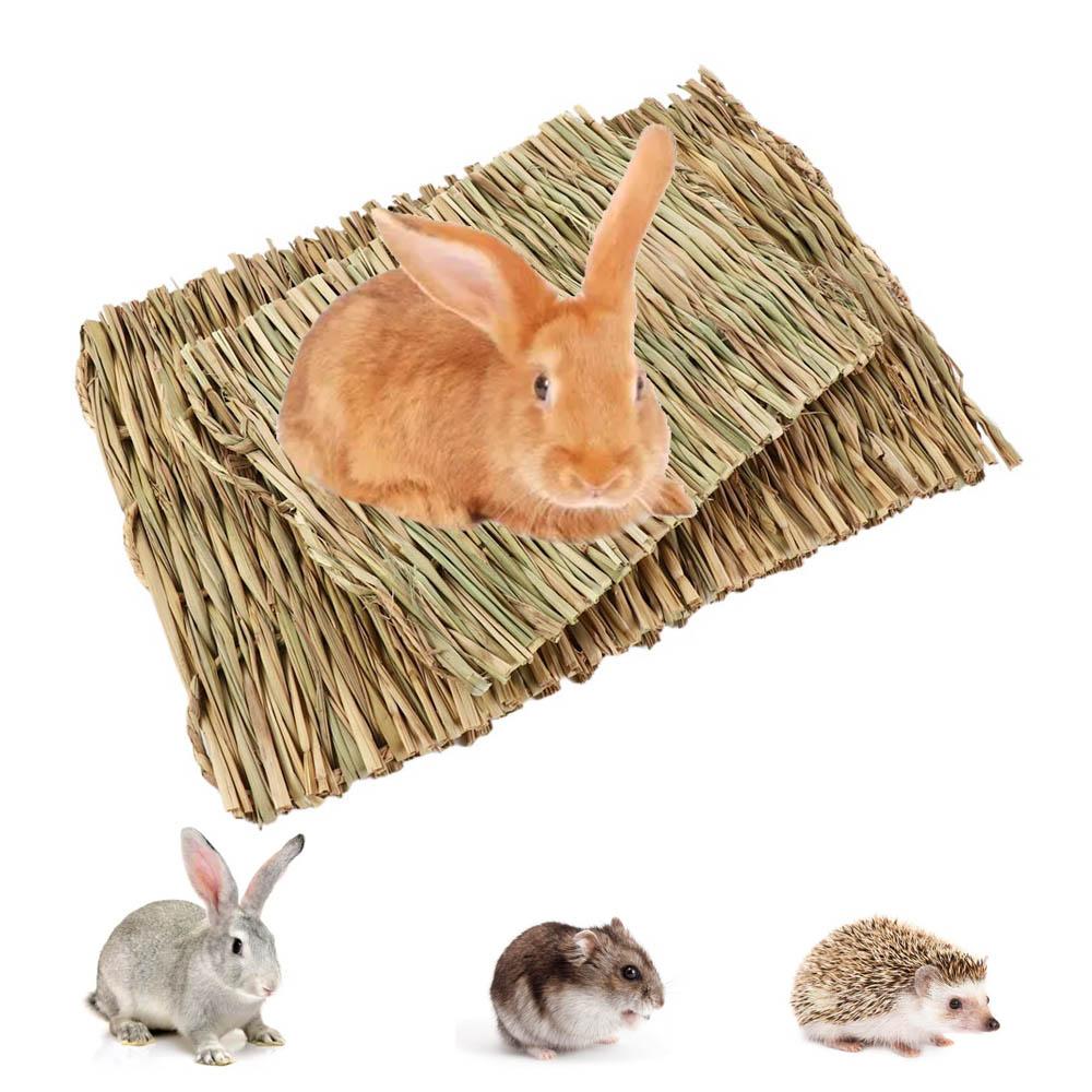 Bunny Woven Straw Pet Accessories Hamster Sleeping Bed Rabbit Grass Chew Mat Pet Cage Pad Grass Mat
