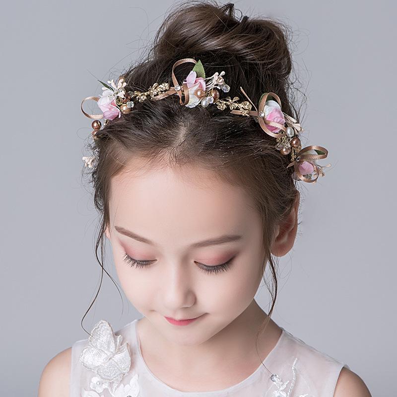 Children's jewelry headgear Korean Mori braided birthday hair accessories cute super cute flower girl accessories girls show headband