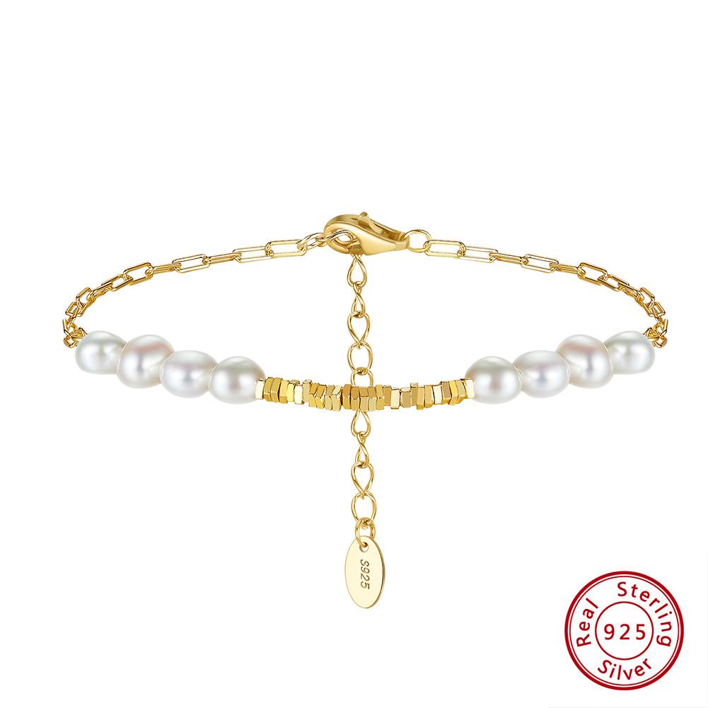 

EFFIE QUEEN 925 Stelring Silver Beaded Bracelets Natural Freshwater Pearl Women s Hand Chain Bracelet Trendy Jewelry Gift GPB37