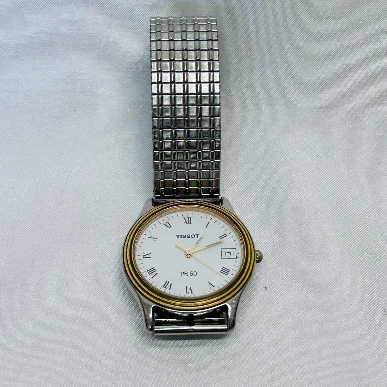 Used S [Junk item] TISSOT PR50 quartz bellows metal band operation unconfirmed crown movable no box