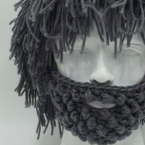 Wollmütze mit abnehmbarem Bart Warm Bequem Punk-Stil Mütze Halloween Weihnachtsfeiern Cosplay Zubehör