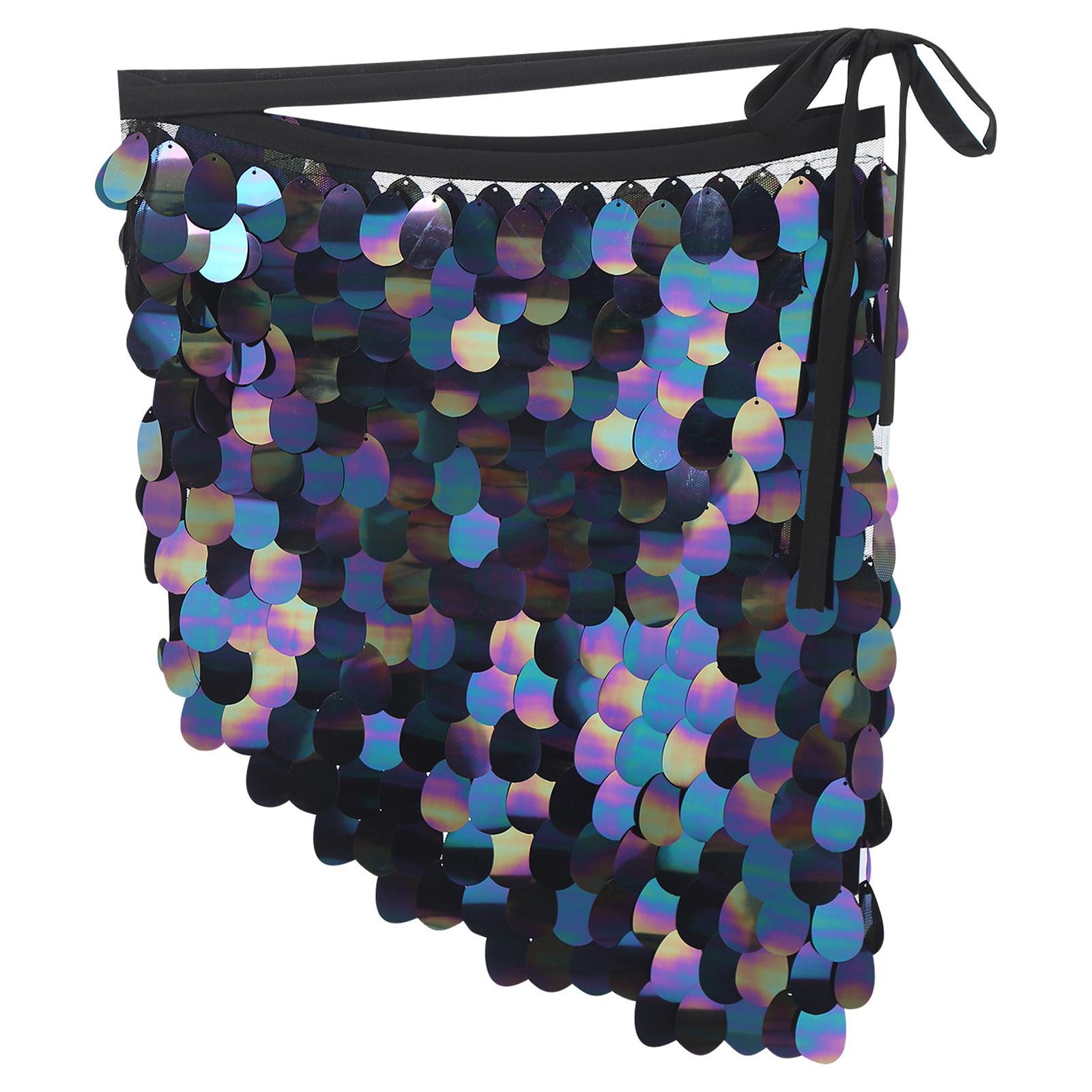 

Жіноча спідниця для танцю живота на шнурівці, хустка на стегна, блискуча сітчаста мініспідниця-трикутник з паєтками для вечірки танго M