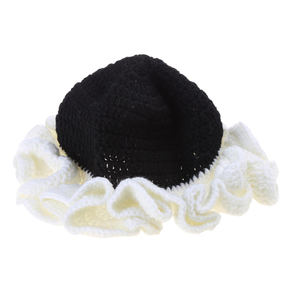 Handmade Crochet Bucket Hat for Woman Teen Outdoor Commute Fisherman Hat Ruffled Brim Winter Windproof Carnival Hat