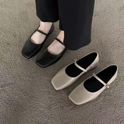 Mode 2025 Damen Frühling Herbst Neue Einzelne Schuhe Damen Mode Quadratische Zehenpartie Ballerinas Mary Jane Flache Schuhe Weiche Lässige Ballerinas