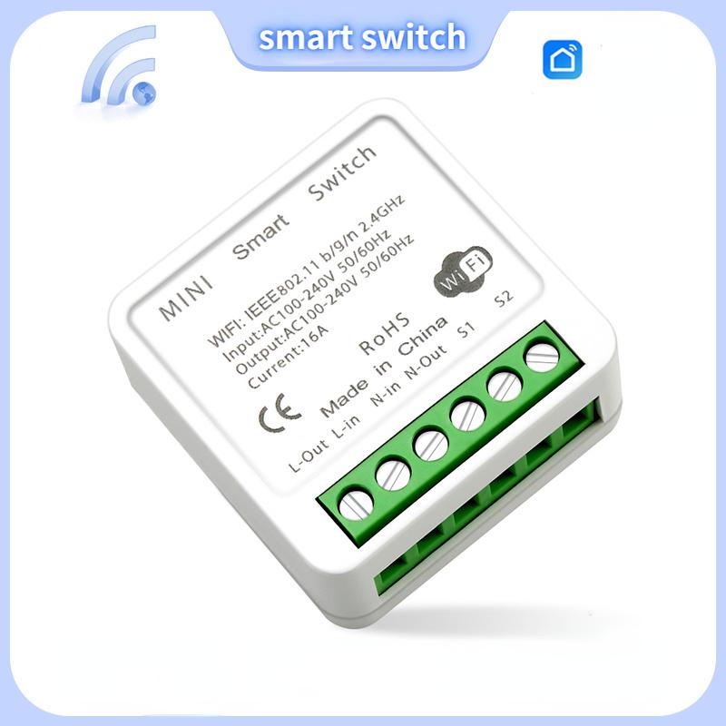 16A Mini Home Automation Modules Wifi Smart Switch Smart Home DIY Light Switches Module 2-way Control Work with Tuya Smart Life Alexa Google Home
