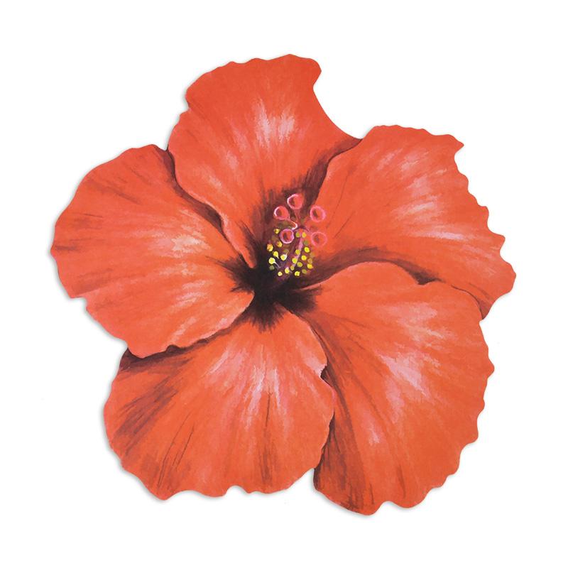 8Pcs Hawaiian Hibiscus Flower Shape Paper Placemat Summer Wedding Birthday Party Dining Table Decor Supplies Disposable Tablemat