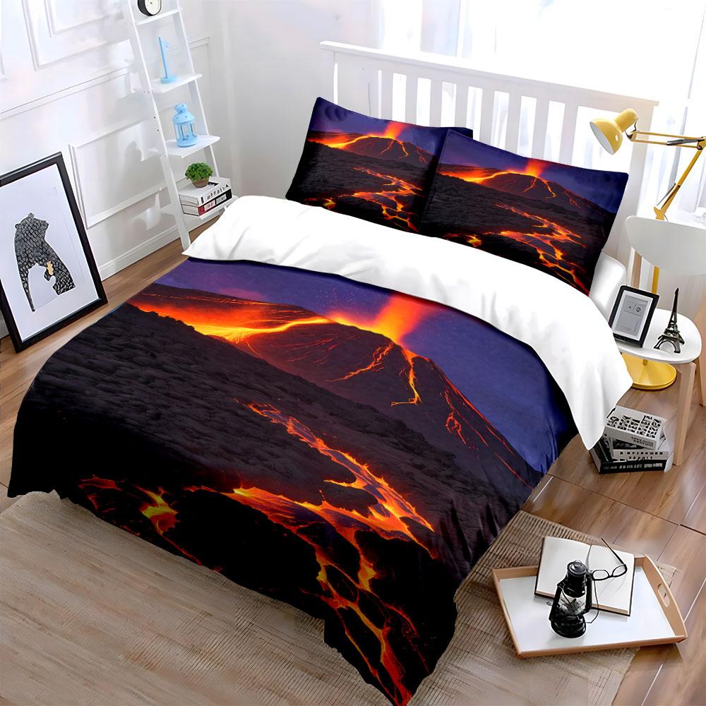Erupting Volcano and Lava. Bedding Sets Duvet Cover Sets Duvet Covers Pillowcases(1*Duvet Cover 2*Pillowcases Without Duvet Insert)