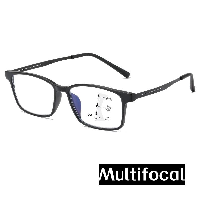 Retro Multifocal Reading Glasses Men Women Anti Blue Light Finished Square Presbyopia Eyewear TR90 Far Near Diopter Eyeglasses