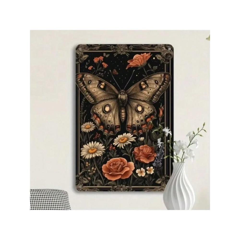 Retro Metal Wall Art Flower Butterfly Sign Bar Decor