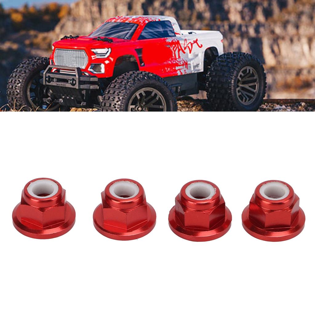 4Pcs RC Car Nuts M4 Aluminum Alloy 4mm Inner Diameter RC Car Accessory for 1 Celsius 10 Remote Control Vehicle