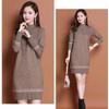 Mid-length Women Sweater Dress Loose Autumn and Winter Thickened Half High Neck Knitted Dress Simple Casual