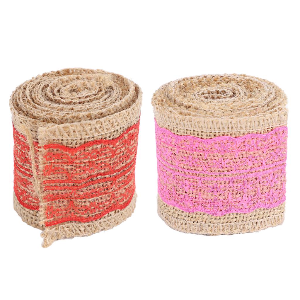 5 Rolls Burlap Lace Ribbon Decorative Jute Burlap Ribbon Roll for Crafts Festival Decor