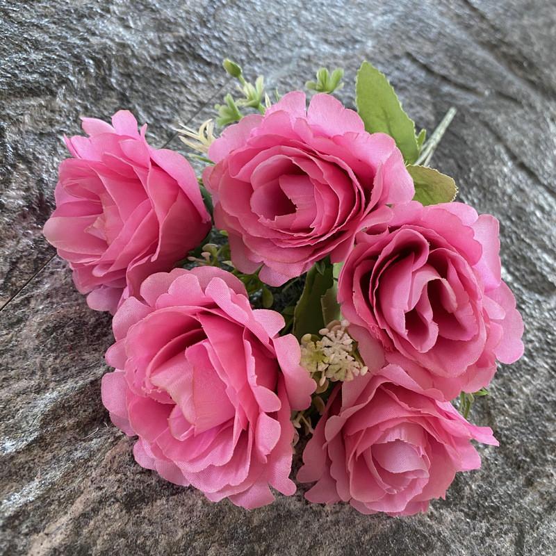 Bouquet Silk Bridal 5branch Artificial Flowers Weddings Decor Photography Props