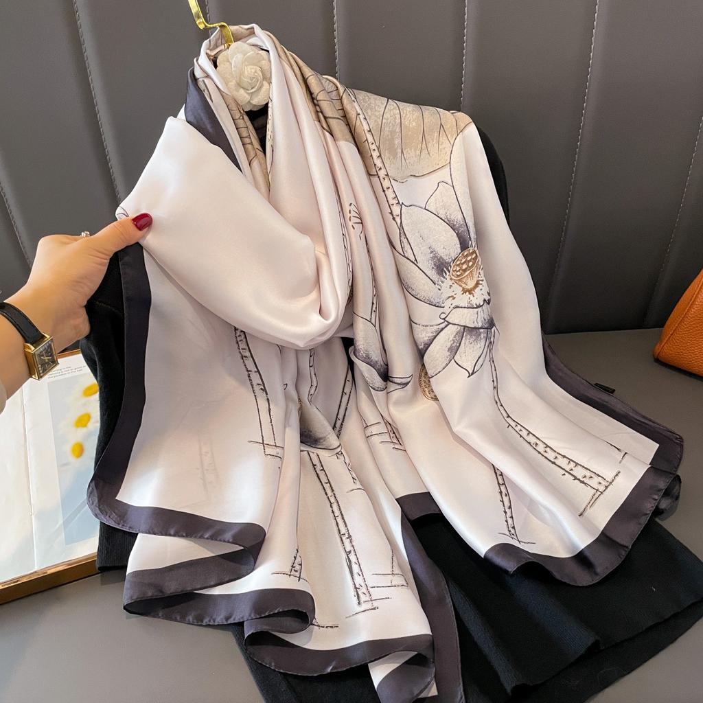 The new printing silk scarf spring and summer outside take sunscreen scarf beach towel thin section warm neck temperament versatile ladies