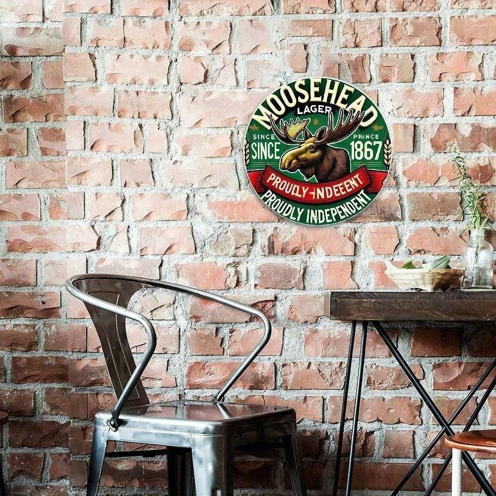 Cartello Metallico Vintage Birra Moosehead, Decorazione Murale Retrò per Home Bar Garage Man Cave