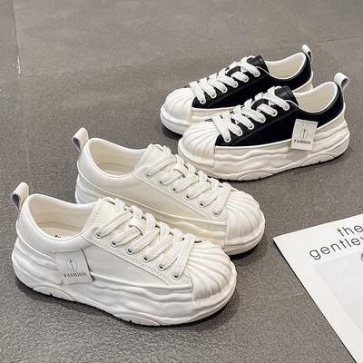 Auflösende Shell Toe Schuhe für Damen, Herbst Dicksohlige Weiße Schuhe, Modisch und Lässig, Vielseitige Höhenverstärkende Damenschuhe