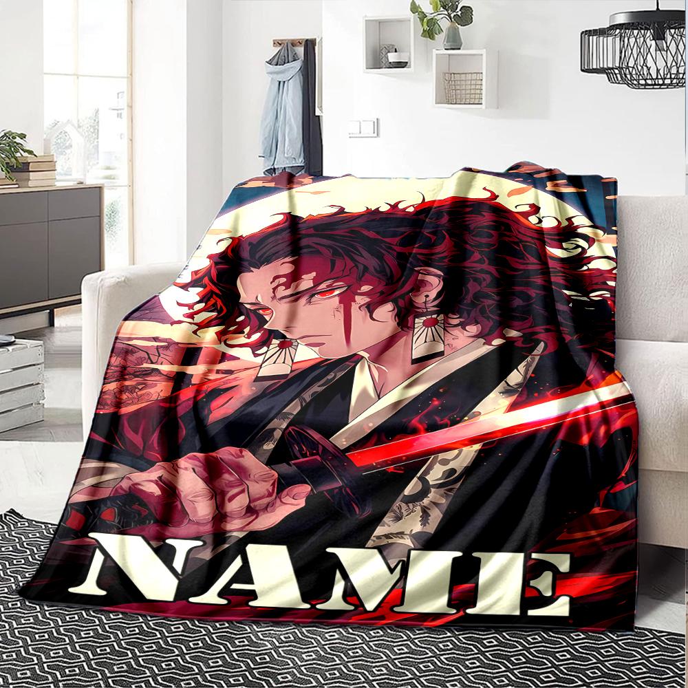 Customiz Name Personality Demon Slayer characters Blanket Soft &Warm Sofa Office Bed Travel Lunch Break Blanket, Gift Suitable All Seasons