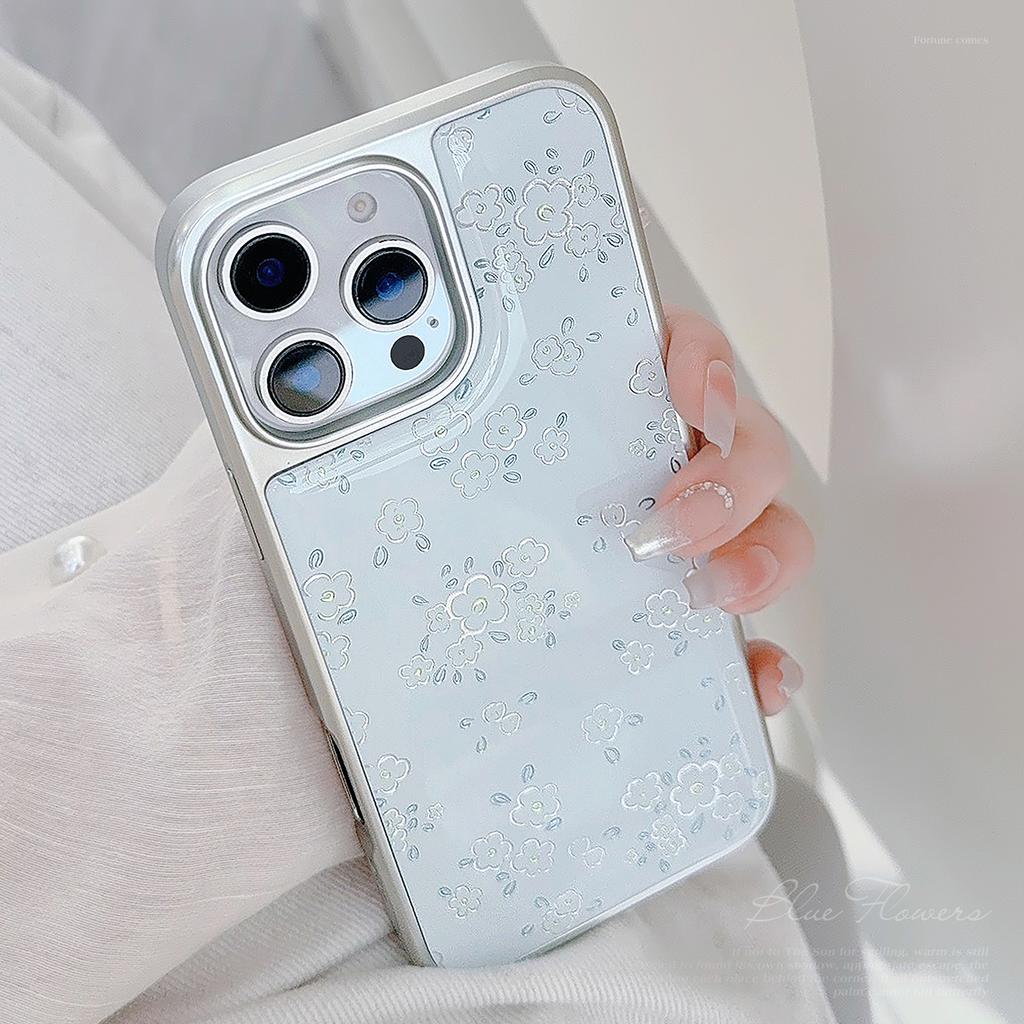 Gilded Ins Fresh Flower Apple 16pro Max Mobile Phone Case Iphone15 Drop Glue 14 Suitable for Huawei Mate70