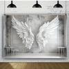 1 2D Banner Multi-functional White Feather Angel Wing Background Cloth - Perfect for Photography and Holiday Parties