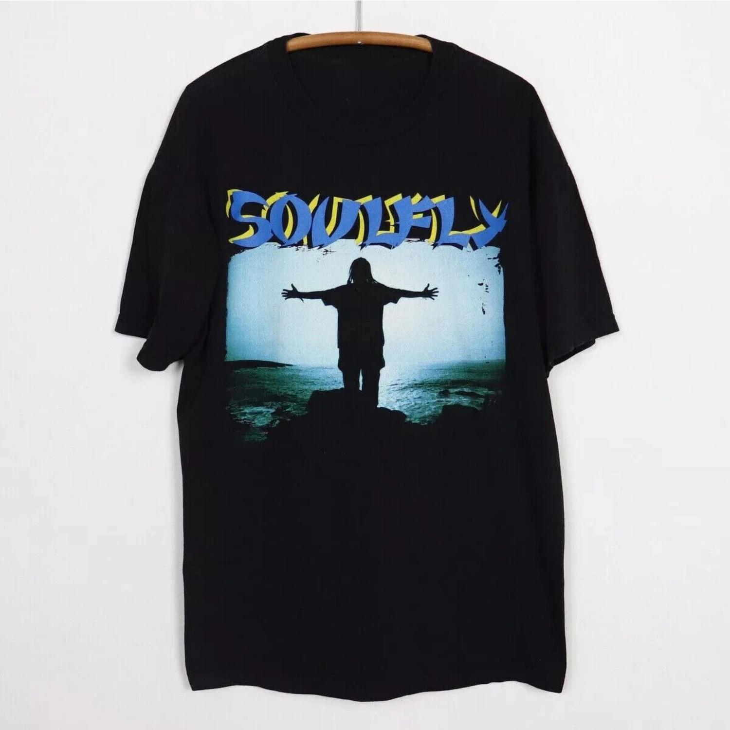 

Чоловіча футболка Вінтаж 1998 Soulfly Бавовняна Чорна Унісекс Футболка Репринт Короткий рукав Чоловіча Жіноча Круглий виріз Бавовна Вуличний одяг XXXXXL чорний