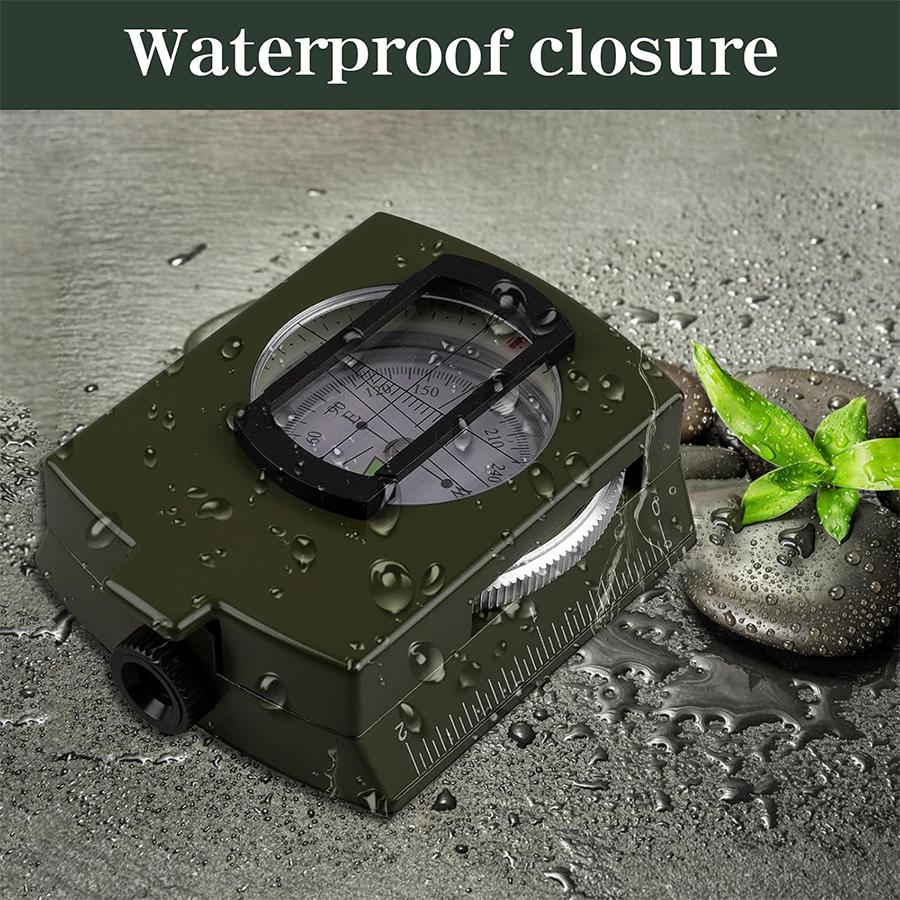 Tactische Survival Kompas - Waterdicht & Schokbestendig met Vizierfunctie, Karabijnhaak & Etui voor Militaire Wandelnavigatie