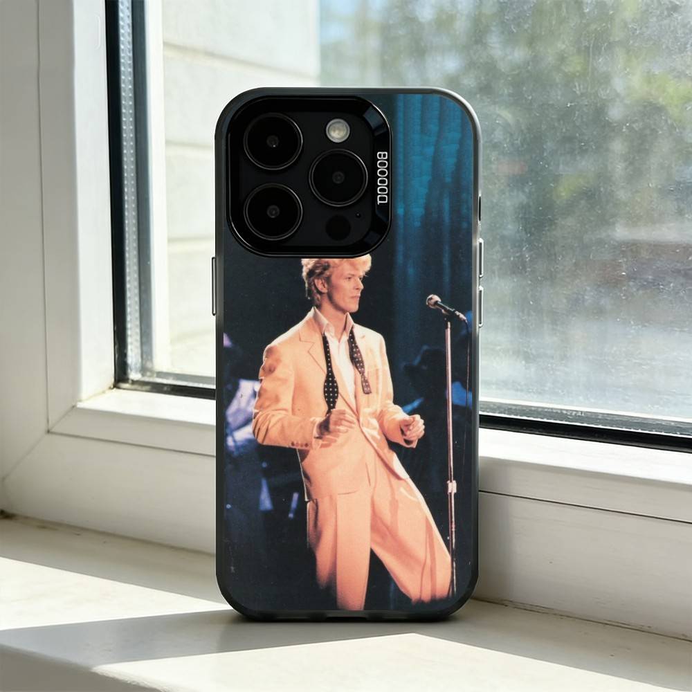 Singer D-David Bowie Phone Case For iPhone 17,16,15,14,13,12,11 Plus,Pro Max,XS,Colored Silver Plated Inside Cover