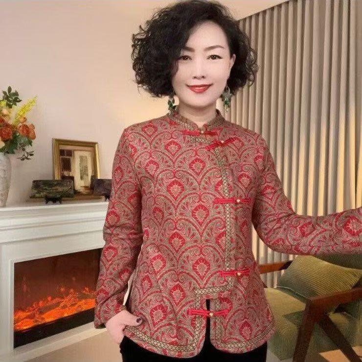 

2025 Winter Fashion: Plush-Lined Stand Collar Top for Moms – Stylish, Loose Fit 2XL (110-125 jin)