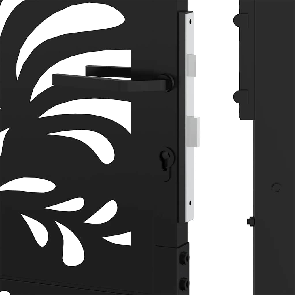 Black Garden Gate 105X106 Cm Steel Wave Pattern