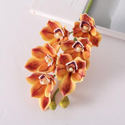 6 Cabezas Orquídea Papilio Artificial Colores Vivos Tallos Flexibles Simulación Phalaenopsis Tacto Real Flores Falsas Realistas