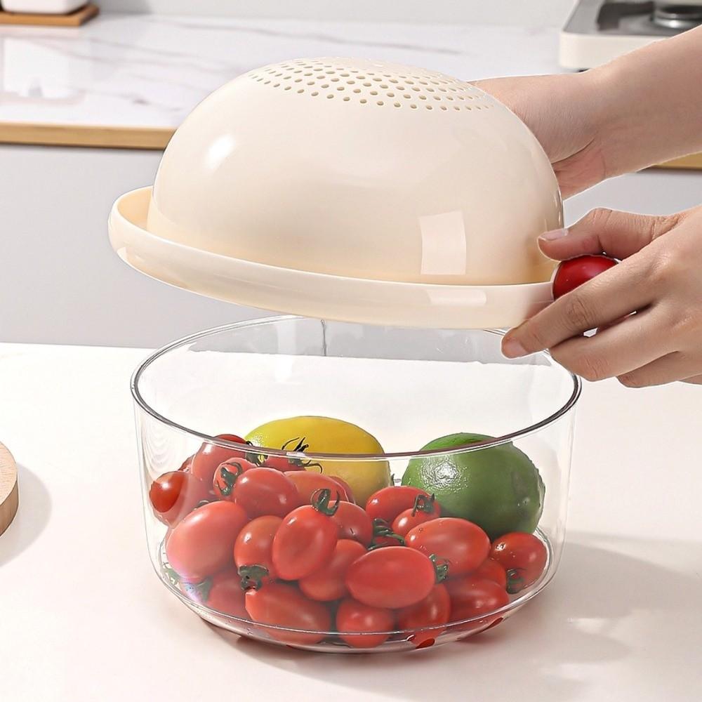 Food Grade Double-Layer Drain Basket Thickened Kitchen Storage Baskets Berry Cleaning