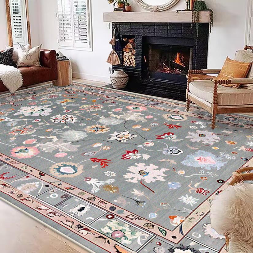 

Retro Luxury Decoration Home Carpet Living Room Big Size Non-slip Sofa Table Mat Soft Foldable Room Decor Rug Washable Flannel 60x90cm