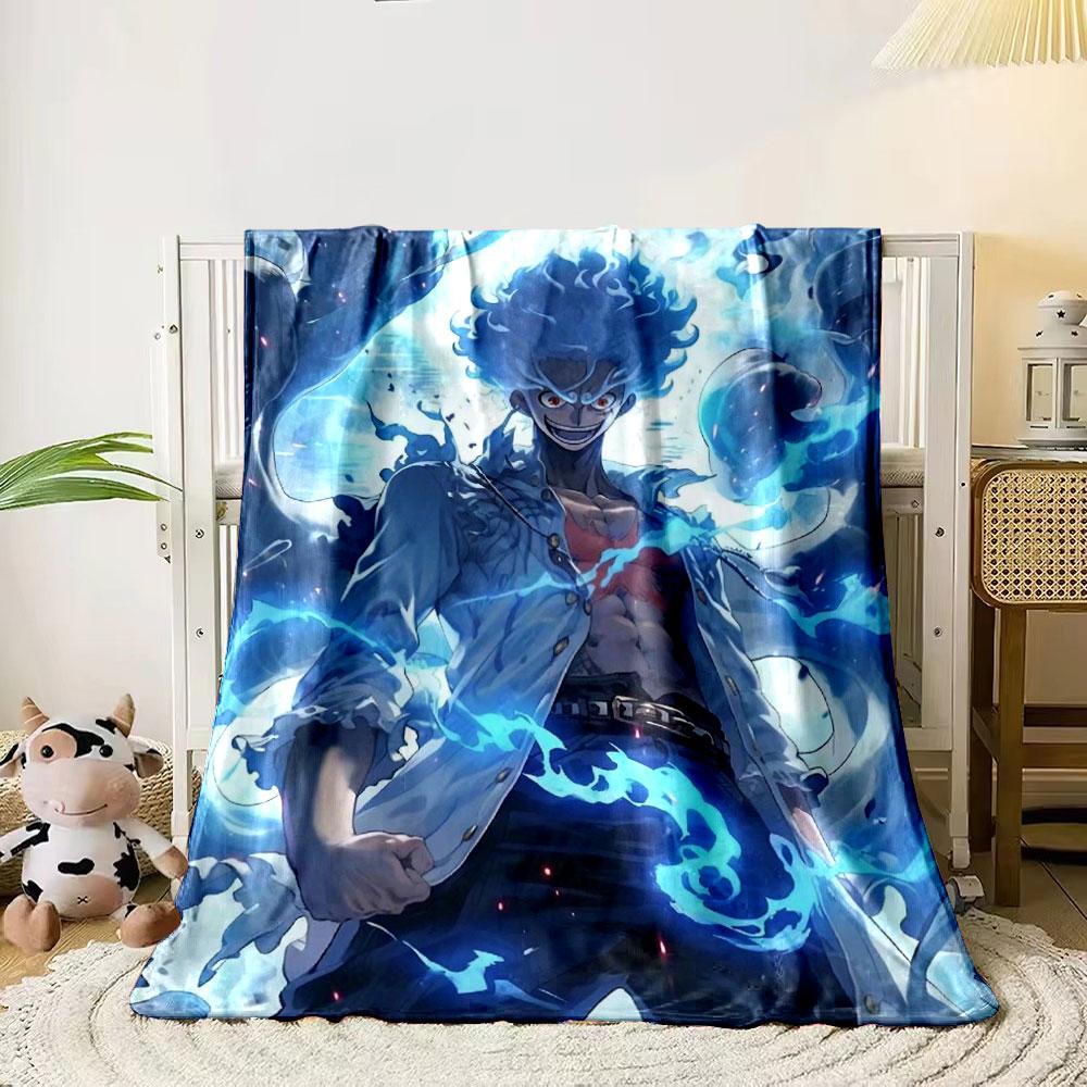 Glowing blue flames and energy swirl around a figure with dynamic motion. for all seasons blanket lunch break throw gift 80cm x 120cm