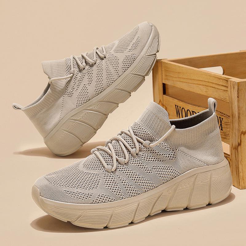 Spring Knit Socks Shoes Men Orange Sneakers Mesh Platform Men's Casual Sneakers Mens Breathable Running Shoes Women Sports Shoes