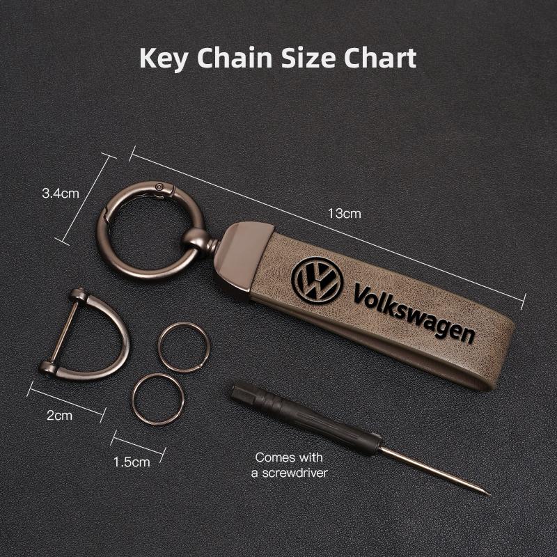 Volkswagen Car Emblem Cowhide Keychain Key Holder For VW Golf Amarok T5 Phaeton GTI Teramont ID3 Tiguan Passat b6 Key Ornaments BO0