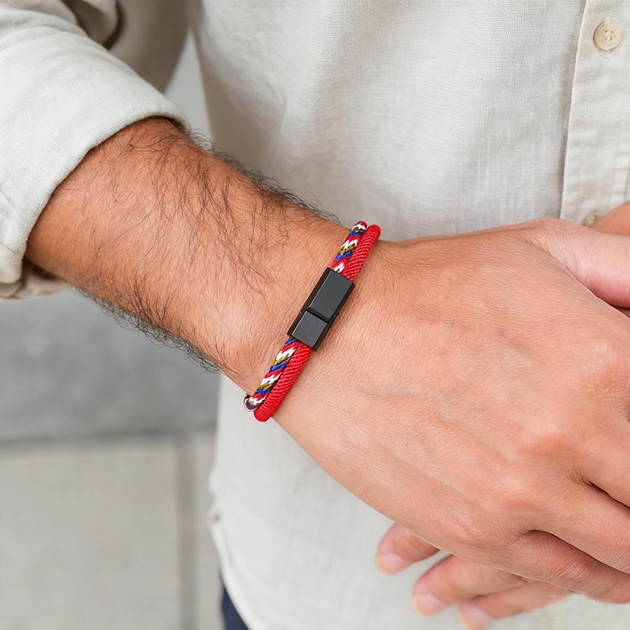 Stilvolles Kordelkettenarmband für Herren 5 Farben erhältlich Magnetischer Verschluss Lässiges Vielseitiges Accessoire Klasse A Kordelarmband Homme