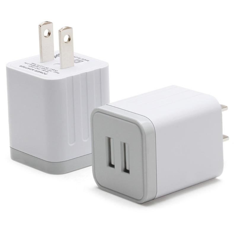 Minimalist Design Two USB Charger Portable Fast Charging Block for Use in Office, Home, or On the Go