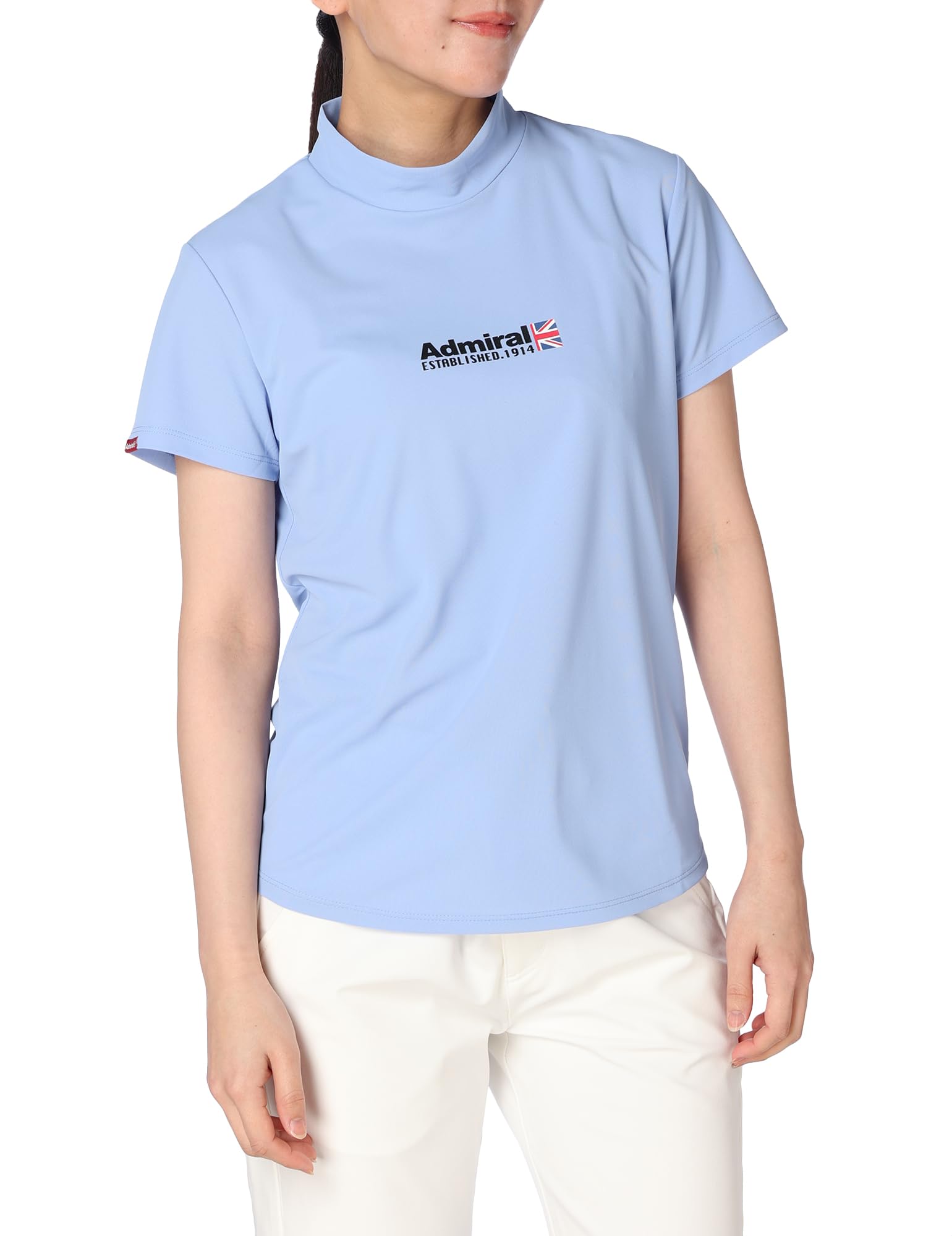 

Женская классическая базовая рубашка с высоким воротником и логотипом спереди Admiral Golf, ледяной голубой