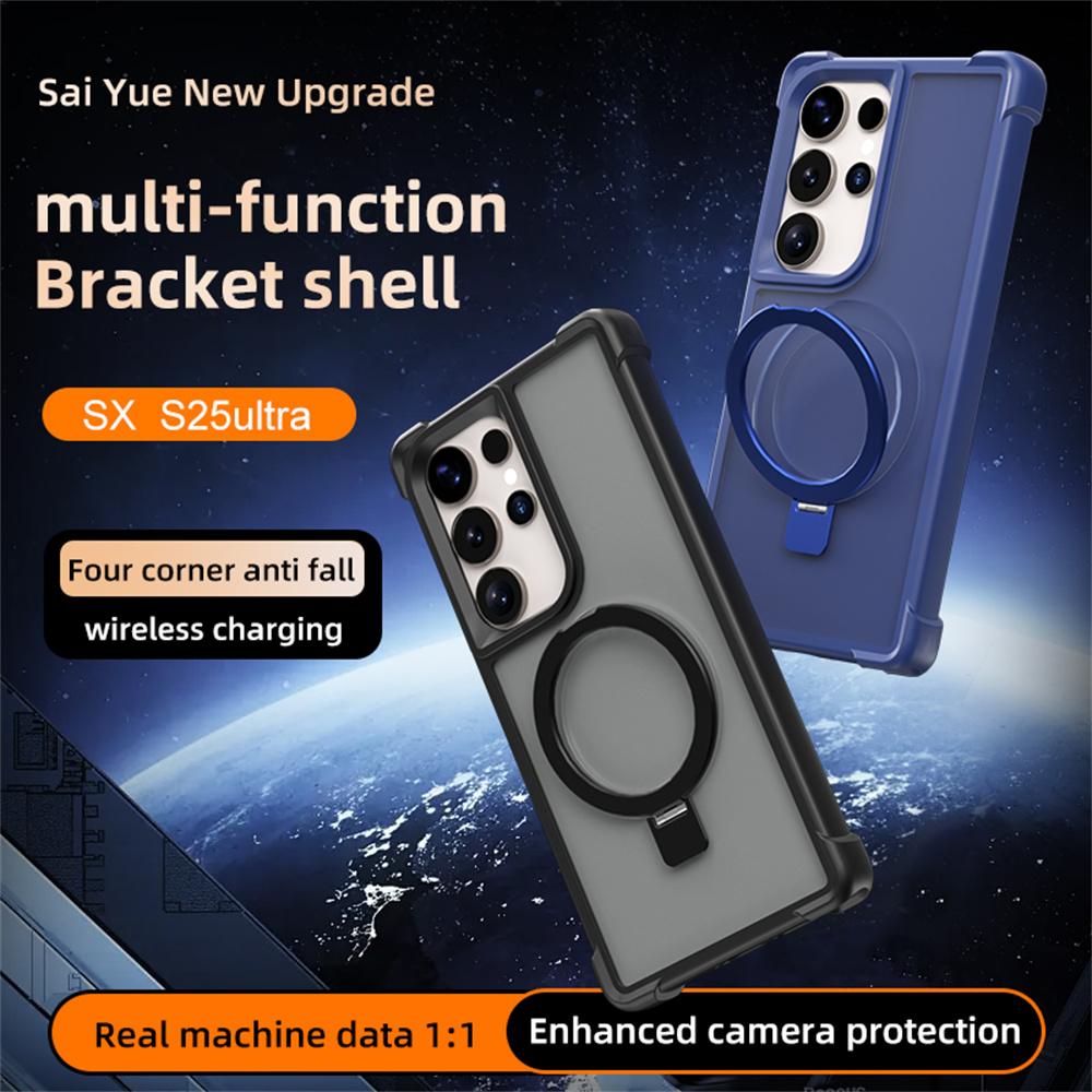Dla Samsung Galaxy S25 Ultra Magnetyczne Etui Anty-Upadek TPU+PC Podpórka Tylna Pokrywa Telefonu