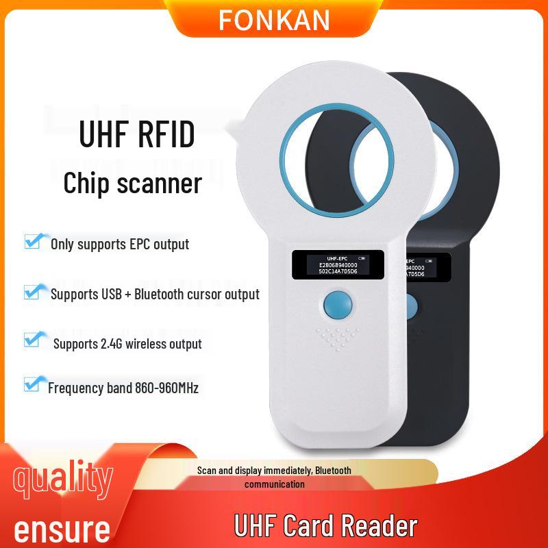 Ручной UHF RFID-считыватель и Bluetooth-виртуальная клавиатура, сканер меток 915 МГц White