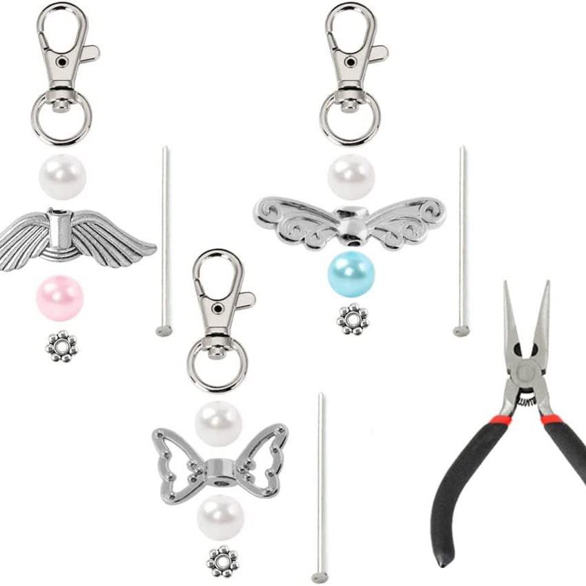 60-Piece Angel Pearl Keychain & Pendant Craft Set for Weddings & Baptisms