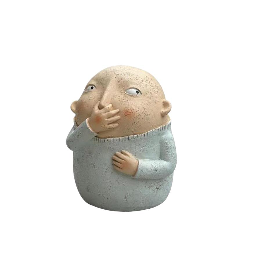 New Vulgar Resin Sculpture Funny Boy Girl Pinching Nose Statue Bathroom Decor Couple Gift
