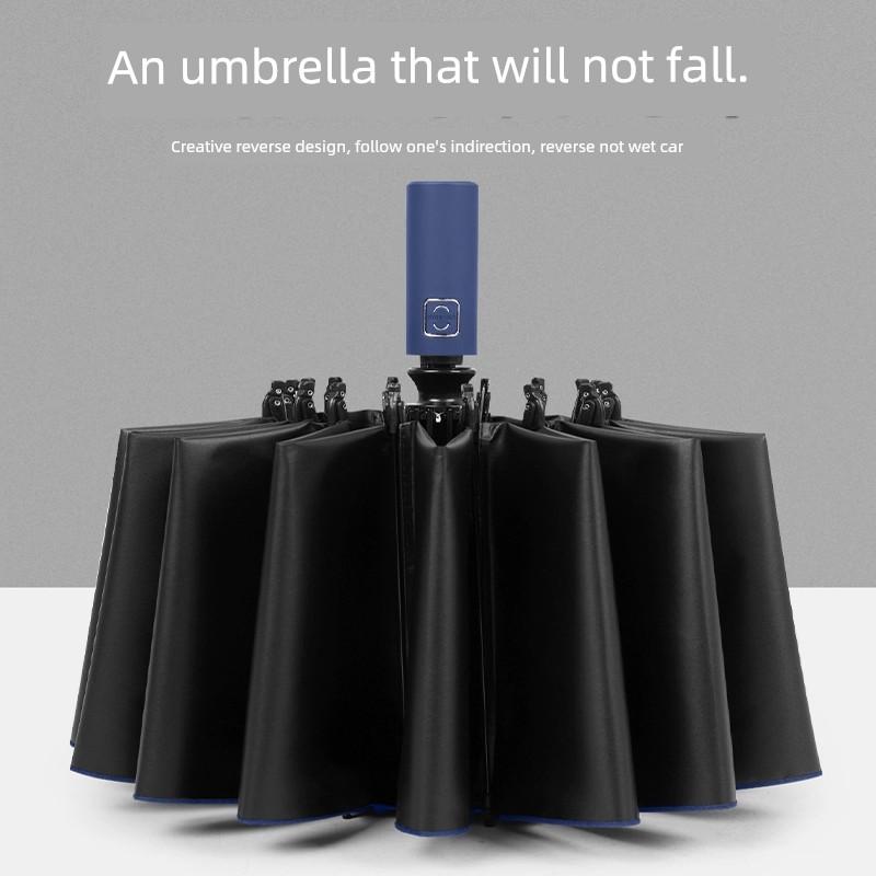 16 Bone Automatic Umbrella Men's Large Reverse Sun Umbrella Sun Protection UV Protection Sunshade Umbrella for Women Rain Or Shine Dual-Use Umbrella