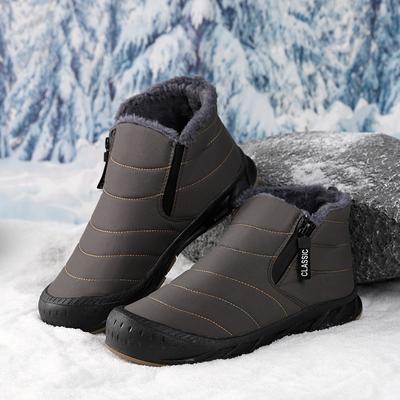 Χειμερινές Ζεστές Μπότες Χιονιού για Άνδρες Αντιολισθητικές Αδιάβροχες Μποτάκια Αστραγάλου με Φερμουάρ Παπούτσια με Φόδρα από Συνθετική Γούνα Ανδρικά Υπαίθρια Αθλητικά Παπούτσια Πεζοπορίας με Ψηλό Πάνω Μέρος